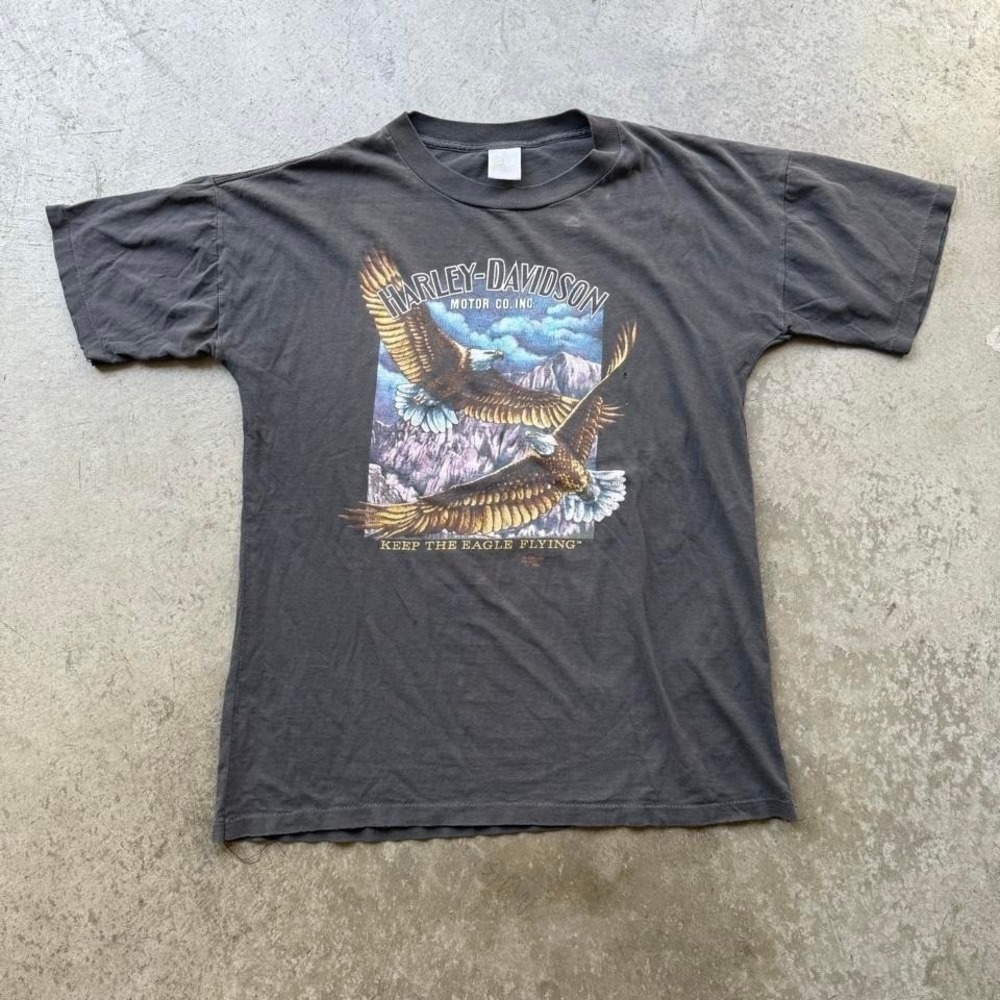 Vintage 1990 Harley Davidson Keep The Eagle Flying 3D Emblem Oklahoma L Shirt